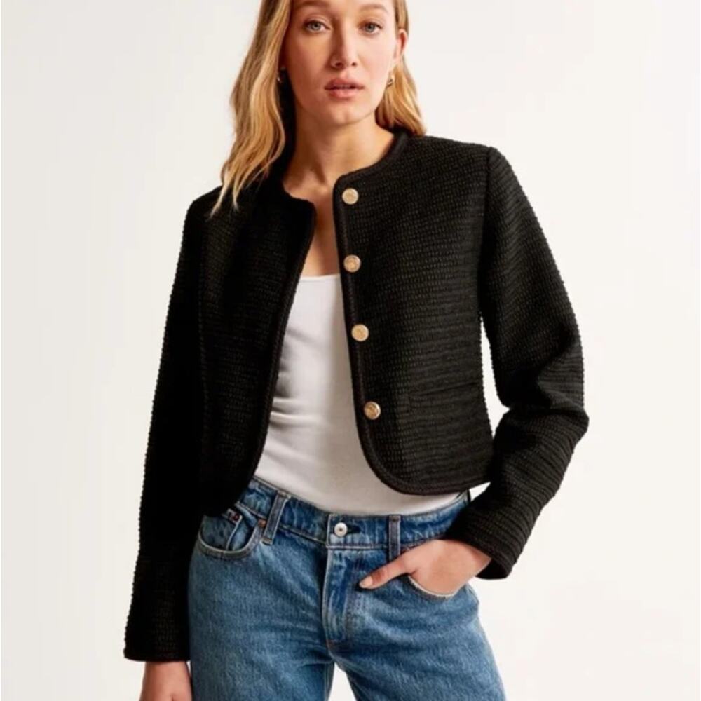 Abercrombie & Fitch Collarless Tweed Blazer Jacket size M